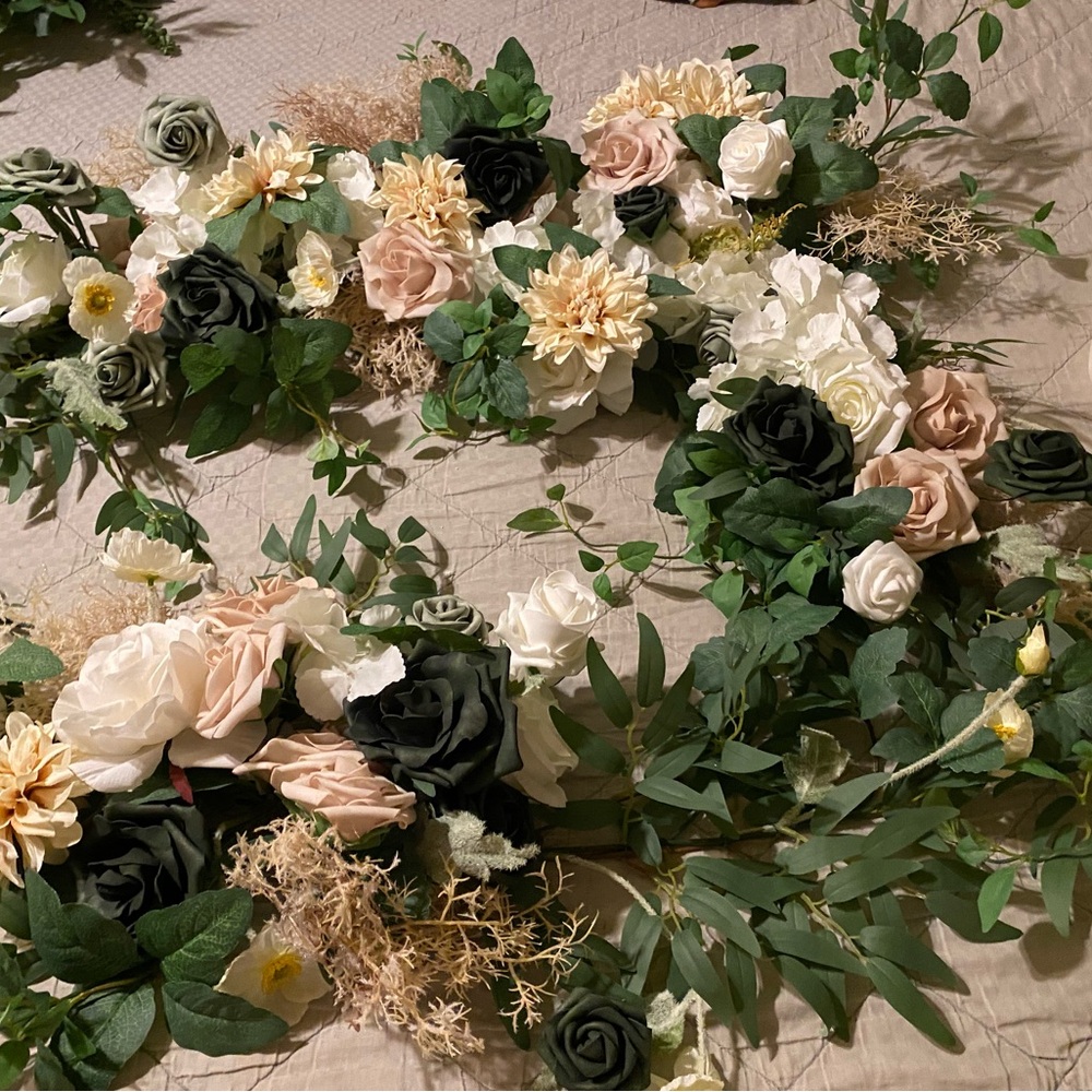 Green and White Faux Florals Accents